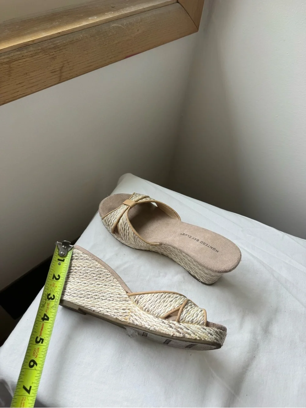 Vintage Montego Bay Club Raffia Wedge Slide Sandals Boho Y2K Platform Mules 6.5
